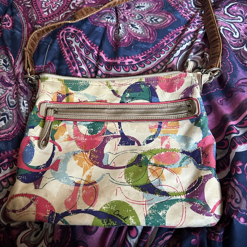 Coach Multicolored Stamped Logo C Hippie HandBag Shoulder Bag 31143E